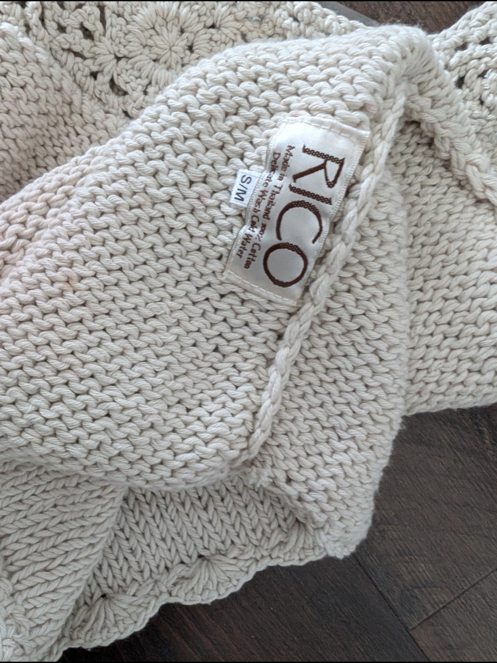 Rico Ivory Knit Bohemian Crochet Tank Top Sm/Med Boho - Picture 2 of 7